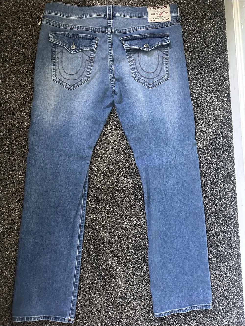 True Religion Straight Fit Jeans in Faded Blue